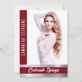 Red Shine Autograph Card for Pageants Einladung
