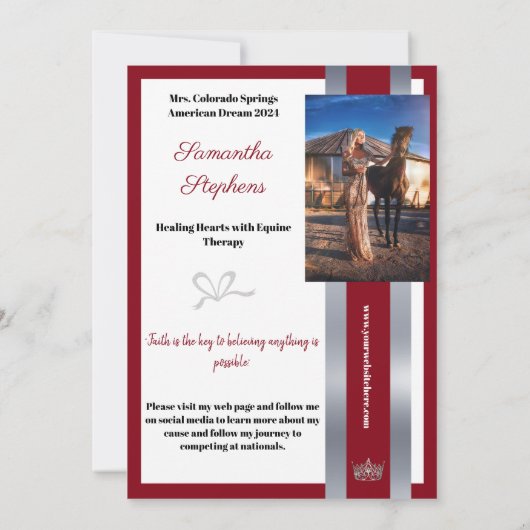 Red Shine Autograph Card for Pageants Einladung (Rückseite)