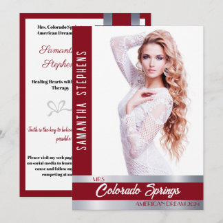 Red Shine Autograph Card for Pageants Einladung
