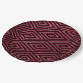 Red Shiny Glitzer Black Pattern Pappteller (Schrägansicht)