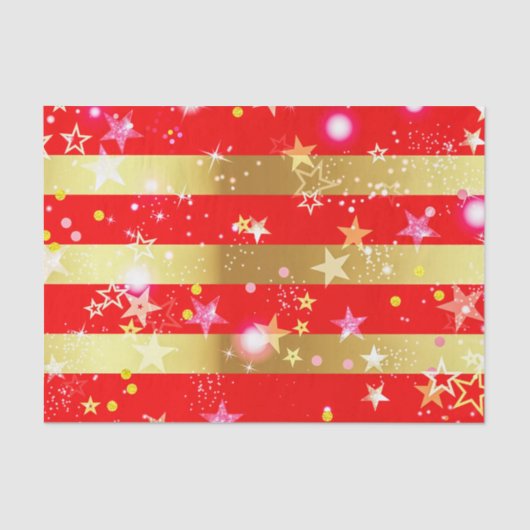 Red Shiny Gold Streifen Confetti und Glitzern Seidenpapier (Vorderseite)