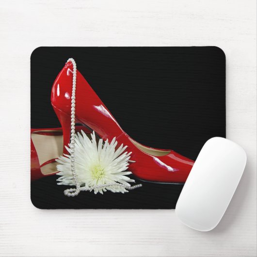 Red Shiny Shoes Mousepad (Mit Mouse)