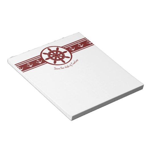Red Ships Wheels Personalisiert Notepad Notizblock (angewinkelt)