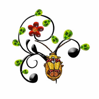 Red Shoulated Leaf Käfer Fotoskulptur Button