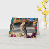 Red Shoulded Hawk Weihnachtskarte Karte (Gelbe Blume)