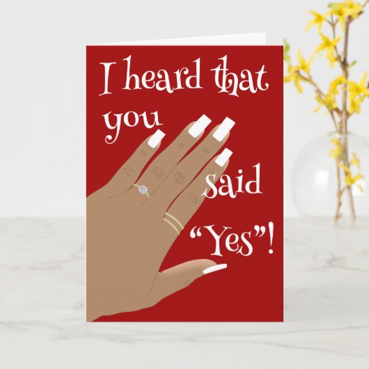 Red Show Verlobung Ring Afroamerikanischer Gruß Karte (Gelbe Blume)