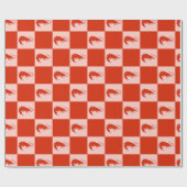 Red Shrimp Checkerboard Pattern Seafood Food Geschenkpapier (Flach)