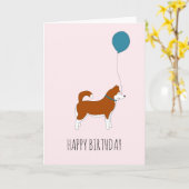 Red Siberian Husky Birthday Card Karte (Gelbe Blume)