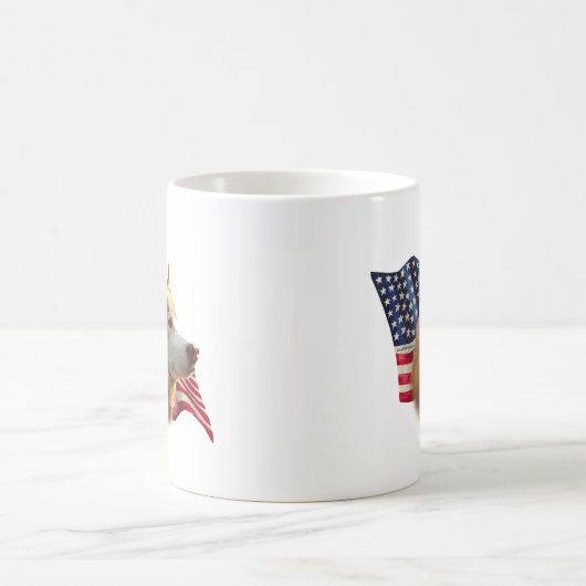 Red Siberian Husky Flag Kaffeetasse (Mittel)
