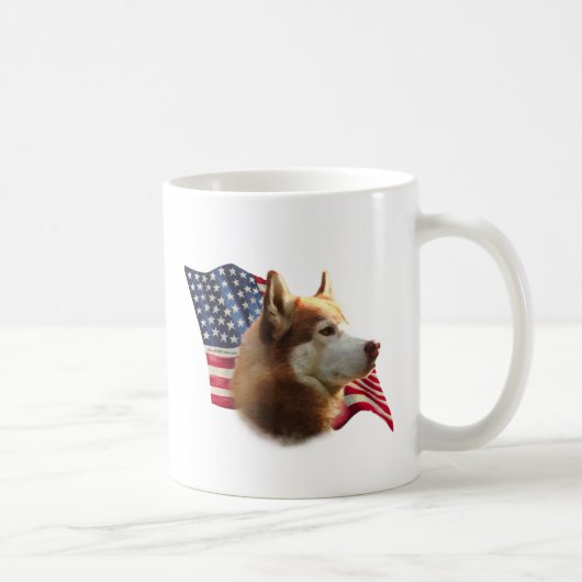 Red Siberian Husky Flag Kaffeetasse (Rechts)