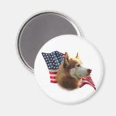 Red Siberian Husky Flag - Magnet (Vorderseite/Rückseite)