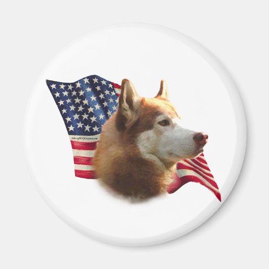 Red Siberian Husky Flag - Magnet (Vorne)