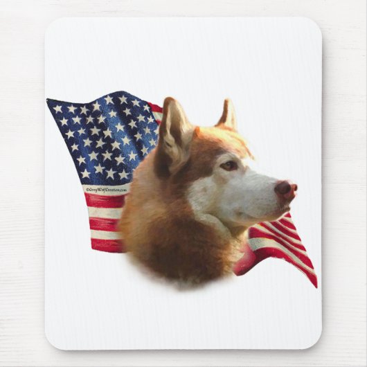 Red Siberian Husky Flag Mousepad (Vorne)