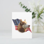 Red Siberian Husky Flag Postkarte (Stehend Vorderseite)
