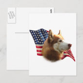 Red Siberian Husky Flag Postkarte (Vorne/Hinten)