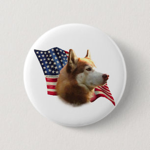 Red Siberian Husky Flag - Schaltfläche Button