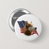 Red Siberian Husky Flag - Schaltfläche Button (Vorne & Hinten)