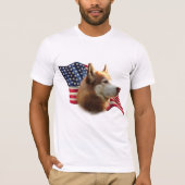 Red Siberian Husky Flag T-Shirt (Vorderseite)