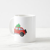 Red Siberian Husky in Christmas Car Kaffeetasse (Vorderseite Links)