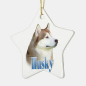 Red Siberian Husky Name Keramik Ornament (Links)