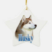 Red Siberian Husky Name Keramik Ornament (Hinten)