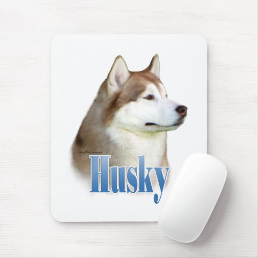 Red Siberian Husky Name Mousepad (Mit Mouse)