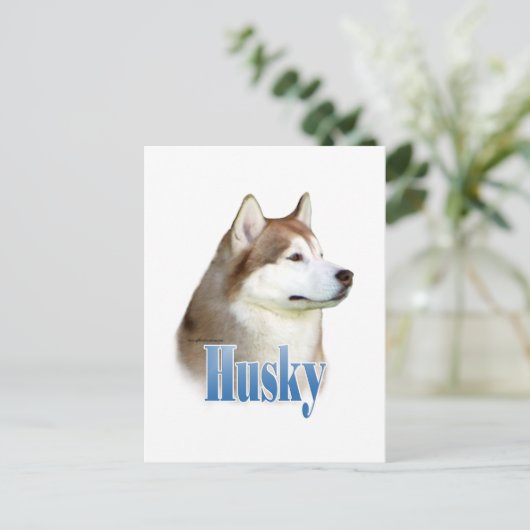 Red Siberian Husky Name Postkarte (Stehend Vorderseite)