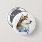 Red Siberian Husky Name - Schaltfläche Button (Vorne & Hinten)