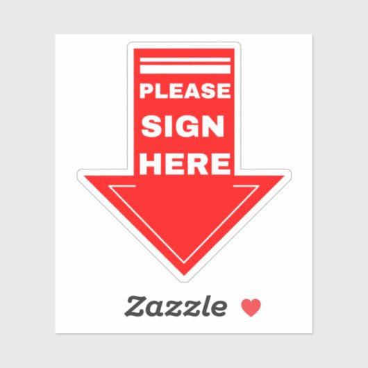 Red Sign Here Arrow Aufkleber (Blatt)