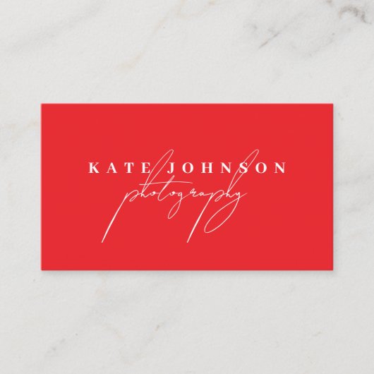 Red Signature Script QR Code Social Media Visitenkarte (Vorderseite)