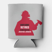 Red Silhouette Personalisiert Remüde Feuerwehrmann Dosenkühler (Vorderseite)