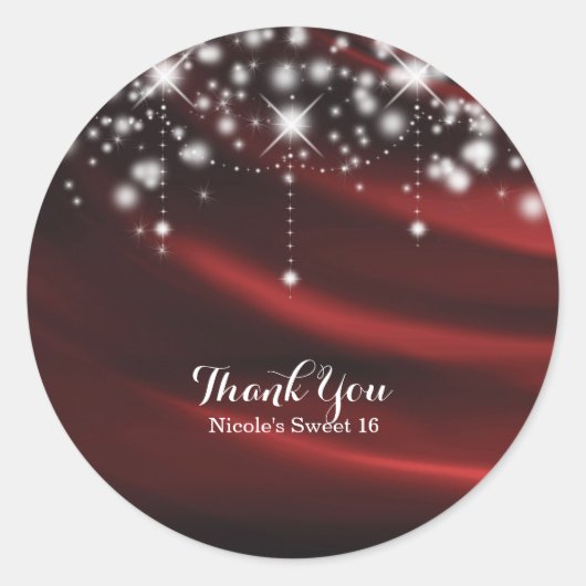 Red Silk & Sparkle Glam Hollywood Custom Gevor Runder Aufkleber (Vorderseite)