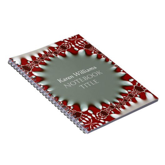 Red Silver Abstrakt Batik Notebook Notizblock (Rechte Seite)