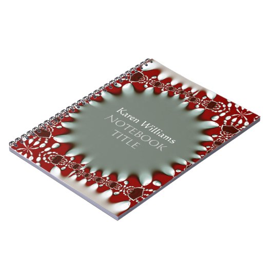 Red Silver Abstrakt Batik Notebook Notizblock (Linke Seite)