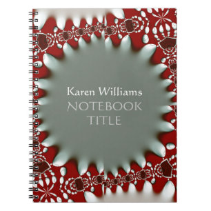 Red Silver Abstrakt Batik Notebook Notizblock