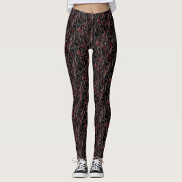 Red Silver Black Wavy Marmorfolie Leggings