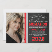 Red & Silver Chalkboard Abschluss Ankündigung (Vorderseite)