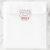 Red Silver Confetti Abschluss 2024 Quadratischer Aufkleber (Tasche)