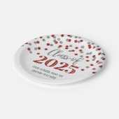 Red Silver Confetti Abschluss 2025 Pappteller (Schrägansicht)