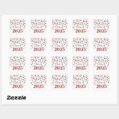 Red Silver Confetti Abschluss 2025 Quadratischer Aufkleber (Blatt)