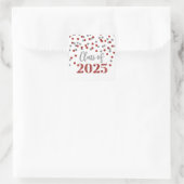 Red Silver Confetti Abschluss 2025 Quadratischer Aufkleber (Tasche)