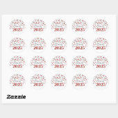 Red Silver Confetti Abschluss 2025 Runder Aufkleber (Blatt)