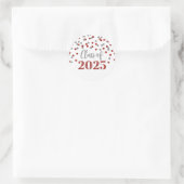 Red Silver Confetti Abschluss 2025 Runder Aufkleber (Tasche)