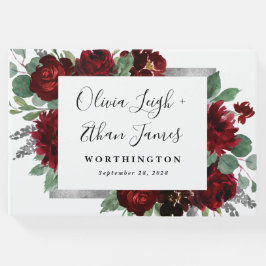 Red & Silver Country Burgund Rose Winter Wedding Gästebuch