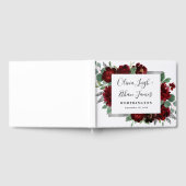 Red & Silver Country Burgund Rose Winter Wedding Gästebuch (Voll)