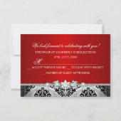 Red Silver Damask & Jewel Brautparty UAWG RSVP Karte (Rückseite)