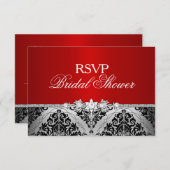 Red Silver Damask & Jewel Brautparty UAWG RSVP Karte (Vorne/Hinten)