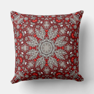 Red Silver Decorative Holiday Throw Kissen