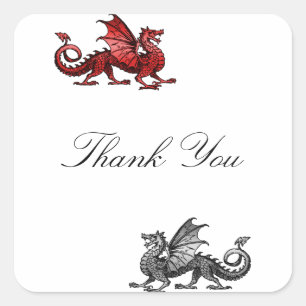 Red Silver Dragon Danke Stickers