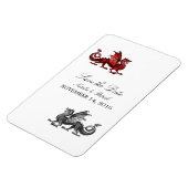 Red Silver Dragon Save the Date Magnet (Linke Seite)